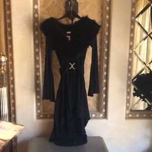 Black dress with faux fur  , size S